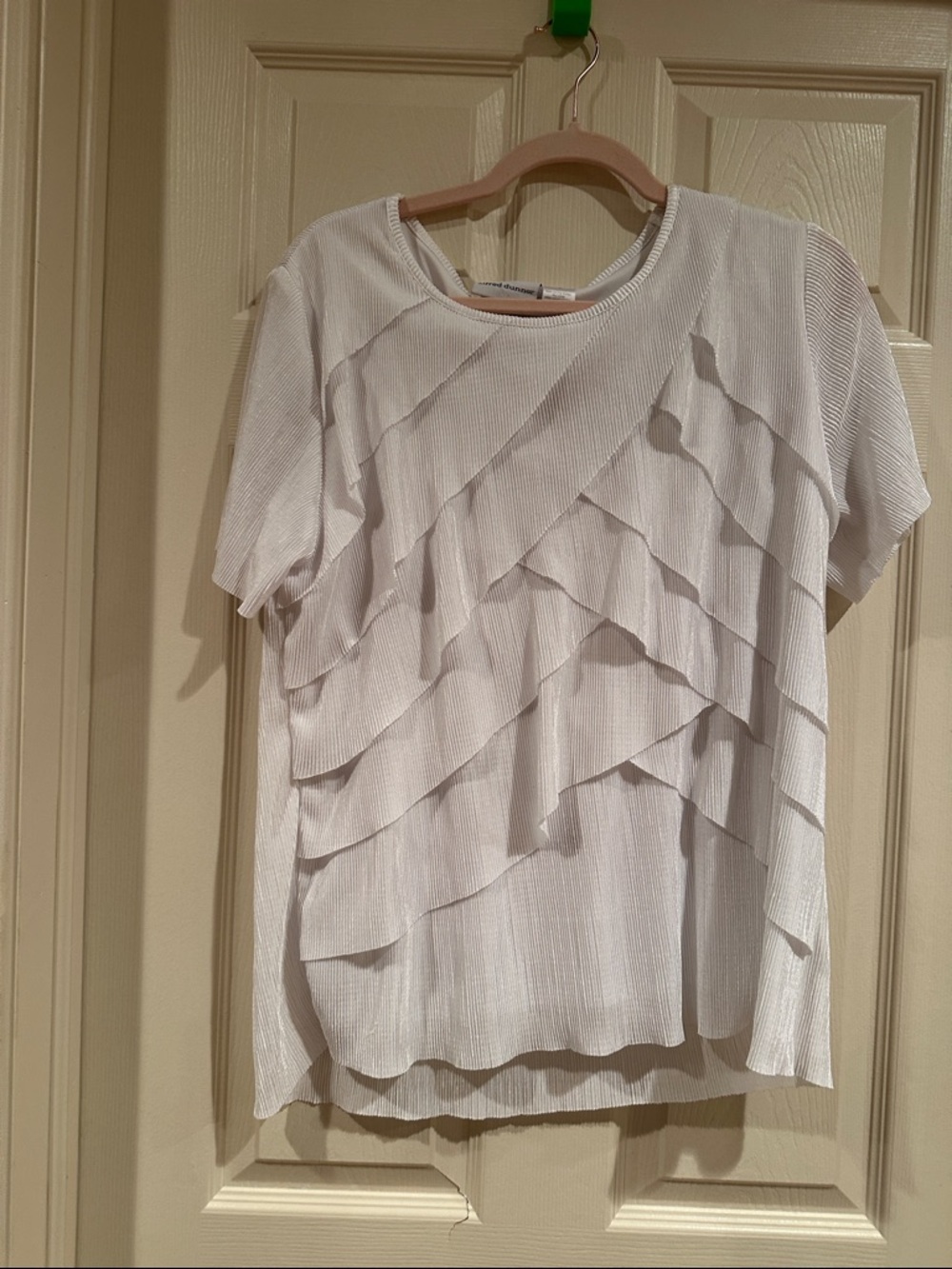 Alfred Dunner White Short-Sleeve Ruffle Layered Top